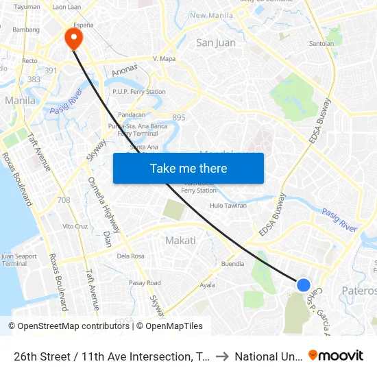 26th Street / 11th Ave Intersection, Taguig City, Manila to National University map