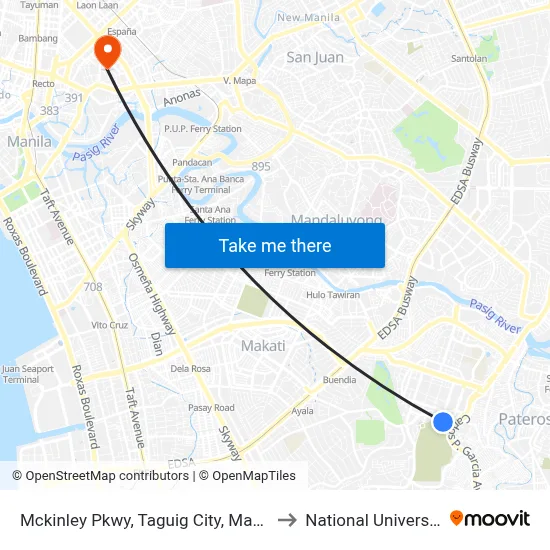Mckinley Pkwy, Taguig City, Manila to National University map
