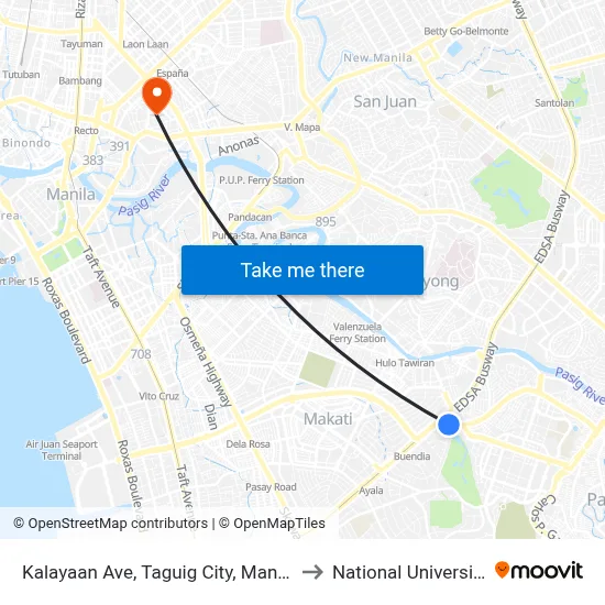 Kalayaan Ave, Taguig City, Manila to National University map