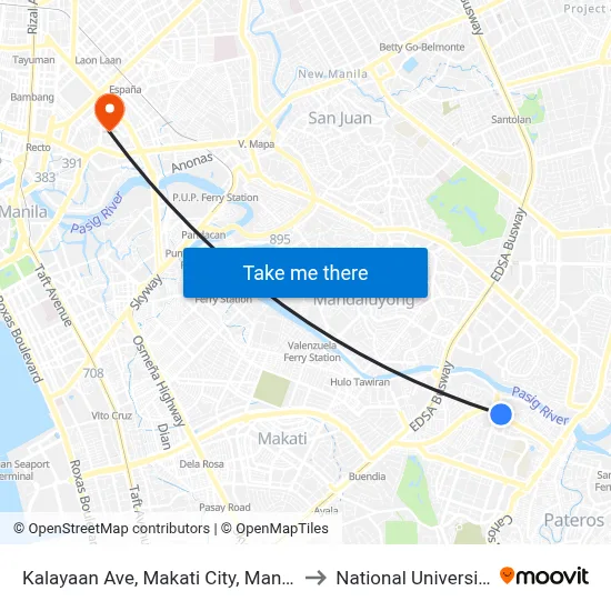 Kalayaan Ave, Makati City, Manila to National University map
