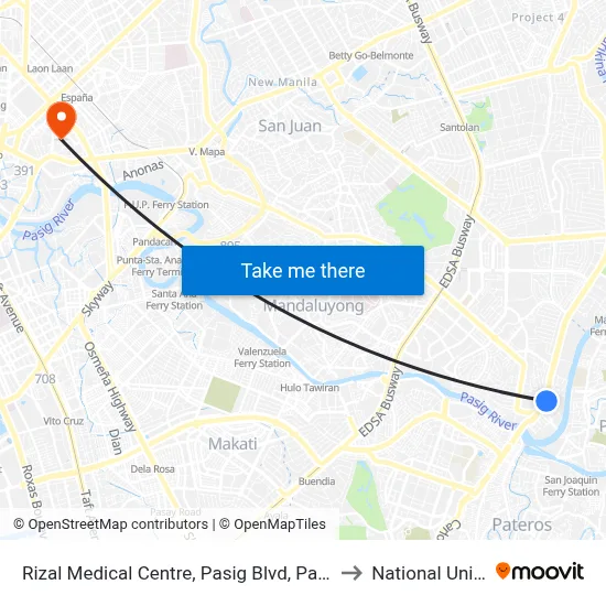 Rizal Medical Centre, Pasig Blvd, Pasig City, Manila to National University map