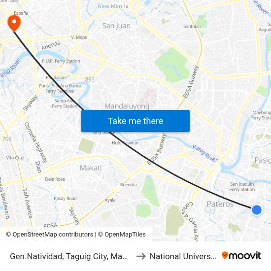 Gen.Natividad, Taguig City, Manila to National University map