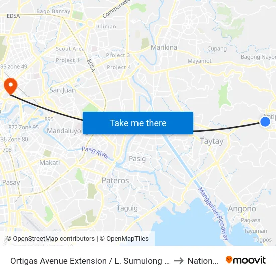 Ortigas Avenue Extension / L. Sumulong Memorial Cir Intersection, Antipolo City, Manila to National University map