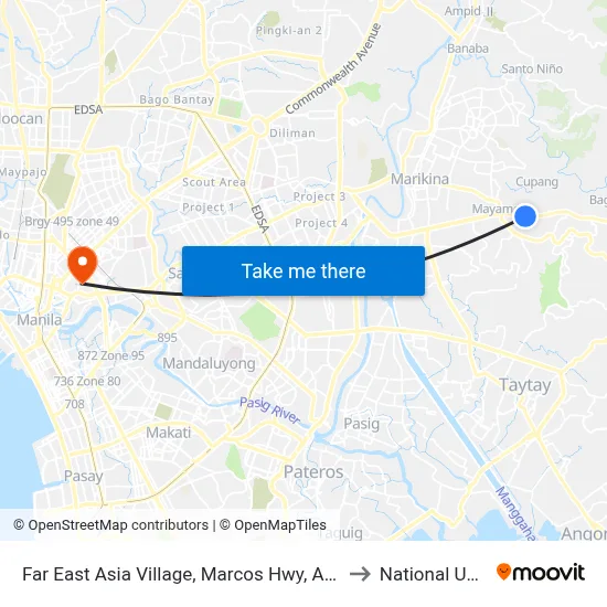 Far East Asia Village, Marcos Hwy, Antipolo City, Manila to National University map