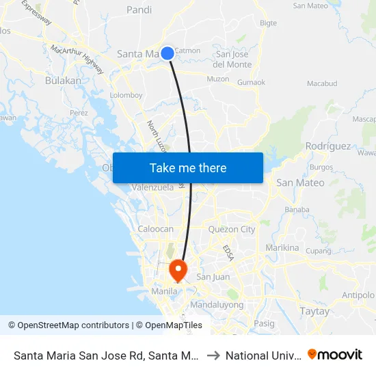 Santa Maria San Jose Rd, Santa Maria, Manila to National University map