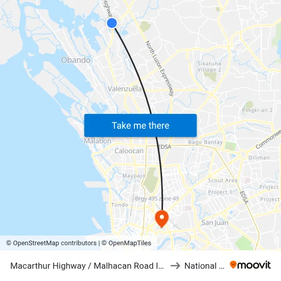 Macarthur Highway / Malhacan Road Intersection, City Of Meycauayan to National University map