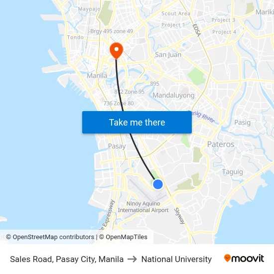 Sales Road, Pasay City, Manila to National University map