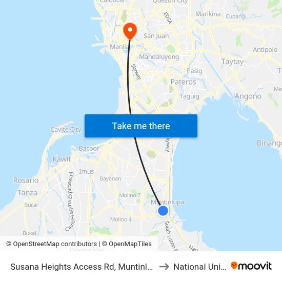 Susana Heights Access Rd, Muntinlupa City, Manila to National University map