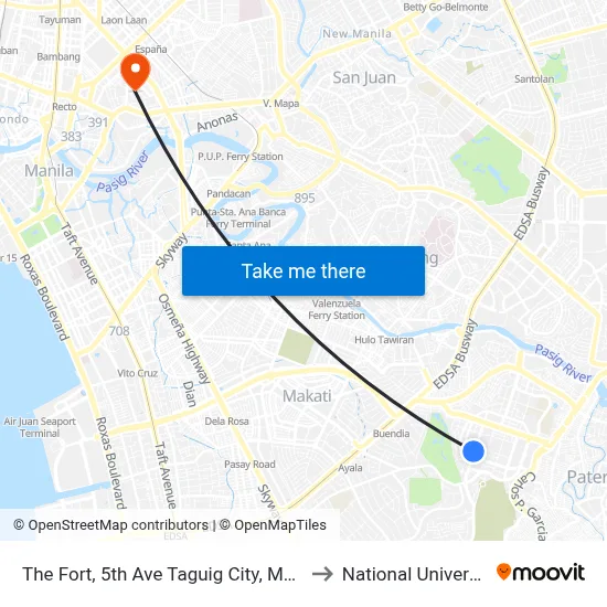 The Fort, 5th Ave Taguig City, Manila to National University map