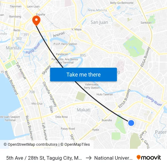 5th Ave / 28th St, Taguig City, Manila to National University map