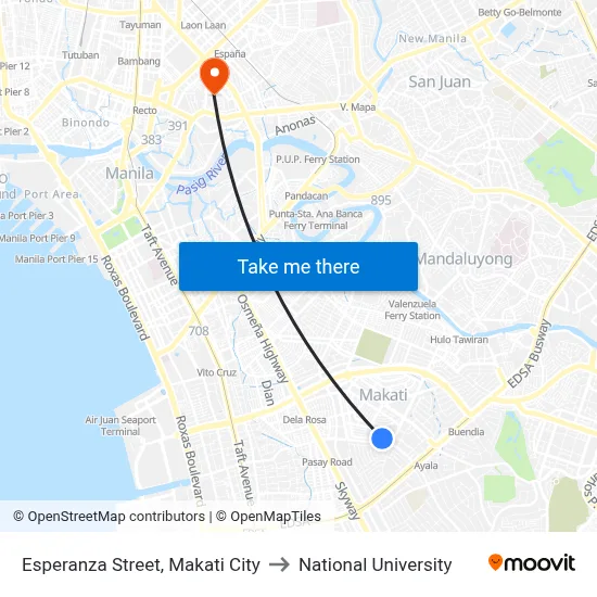 Esperanza Street, Makati City to National University map
