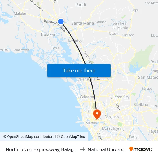 North Luzon Expressway, Balagtas to National University map