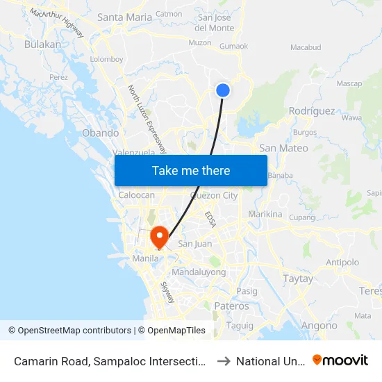 Camarin Road, Sampaloc Intersection, Caloocan City to National University map