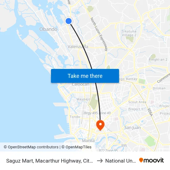 Saguz Mart, Macarthur Highway, City Of Meycauayan to National University map
