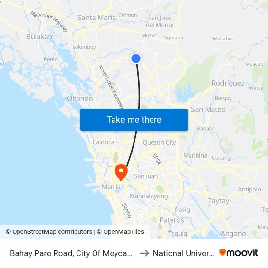 Bahay Pare Road, City Of Meycauayan to National University map