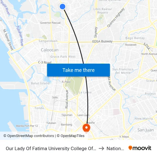 Our Lady Of Fatima University College Of Medicine, Macarthur Highway, Valenzuela City to National University map