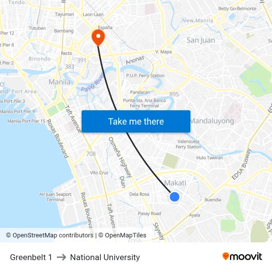 Greenbelt 1 to National University map