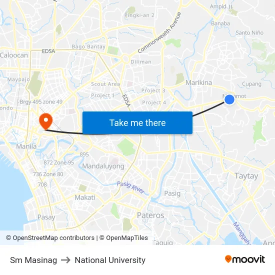 Sm Masinag to National University map