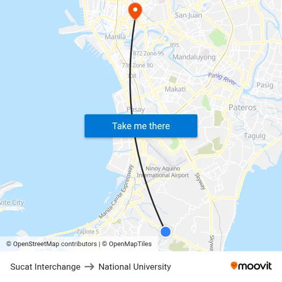 Sucat Interchange to National University map