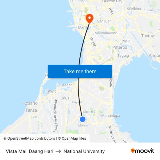 Vista Mall Daang Hari to National University map