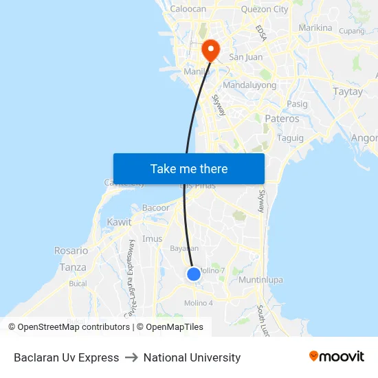 Baclaran Uv Express to National University map