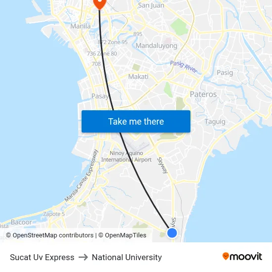 Sucat Uv Express to National University map