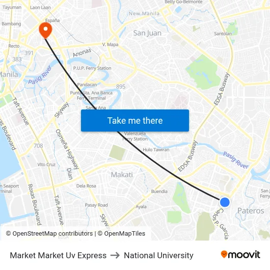 Market Market Uv Express to National University map