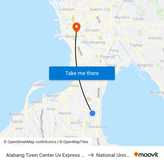 Alabang Town Center Uv Express Terminal to National University map