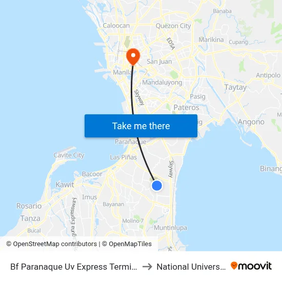 Bf Paranaque Uv Express Terminal to National University map