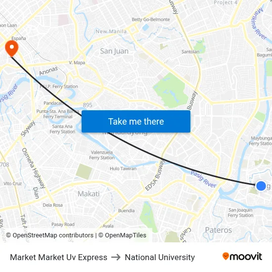 Market Market Uv Express to National University map