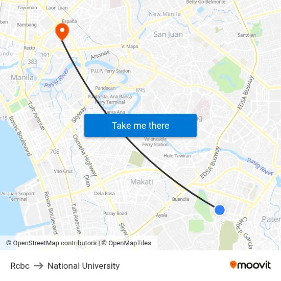 Rcbc to National University map