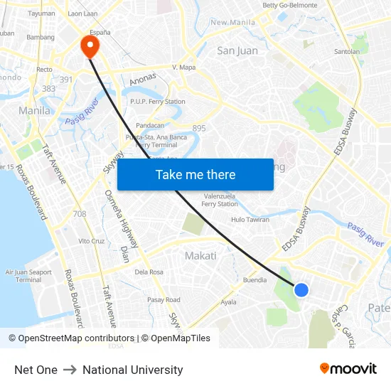 Net One to National University map