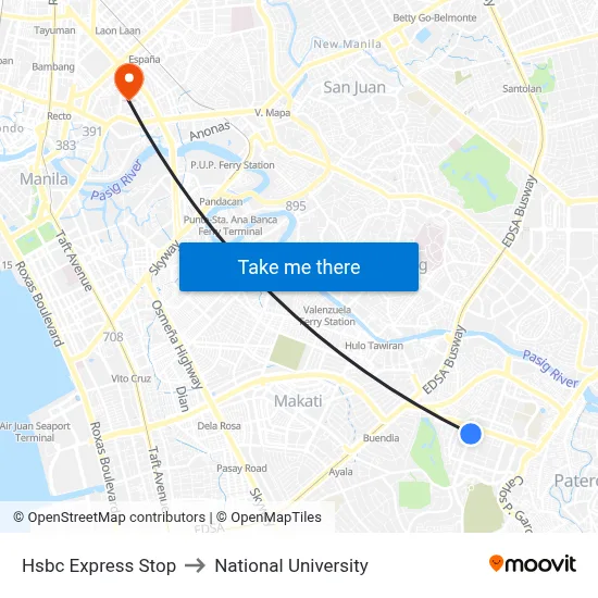 Hsbc Express Stop to National University map