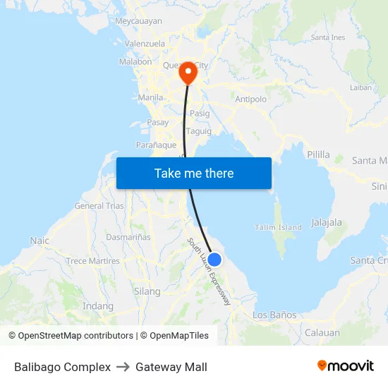 Balibago Complex to Gateway Mall map