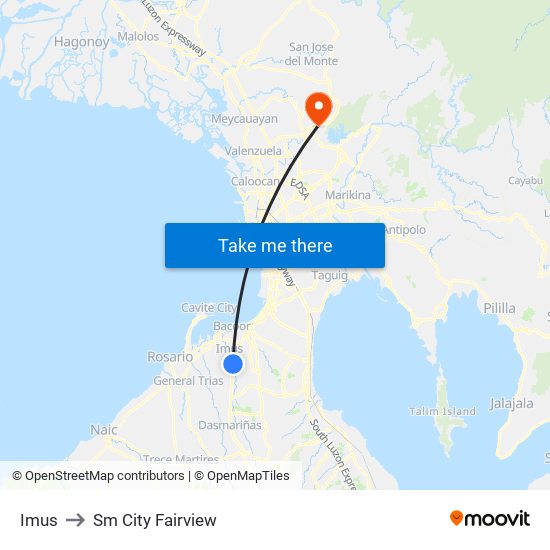 Imus to Sm City Fairview map