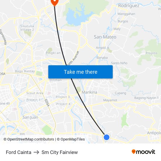 Ford Cainta to Sm City Fairview map