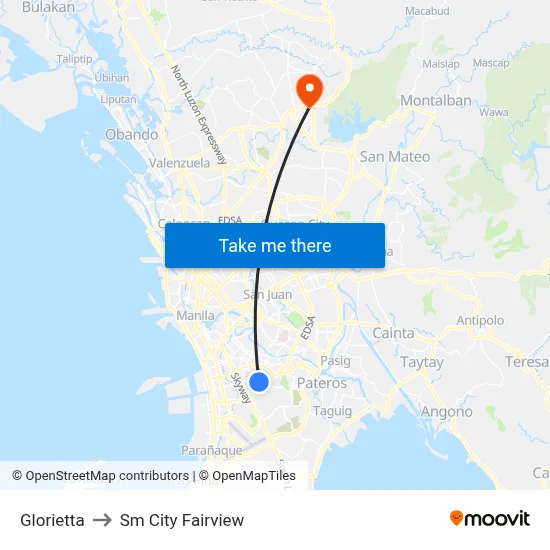 Glorietta to Sm City Fairview map
