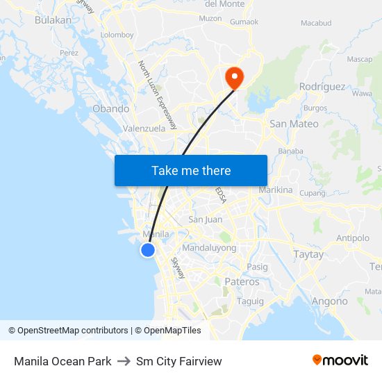 Manila Ocean Park to Sm City Fairview map