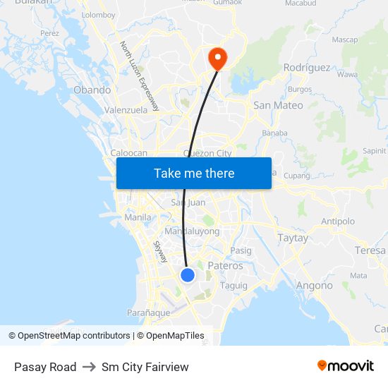 Pasay Road to Sm City Fairview map