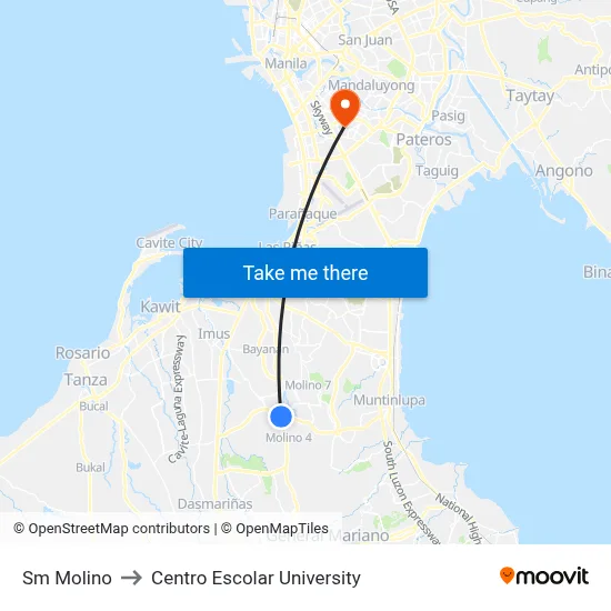 Sm Molino to Centro Escolar University map