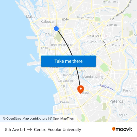 5th Ave Lrt to Centro Escolar University map