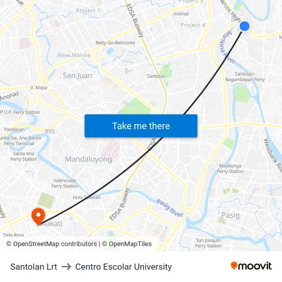 Santolan Lrt to Centro Escolar University map