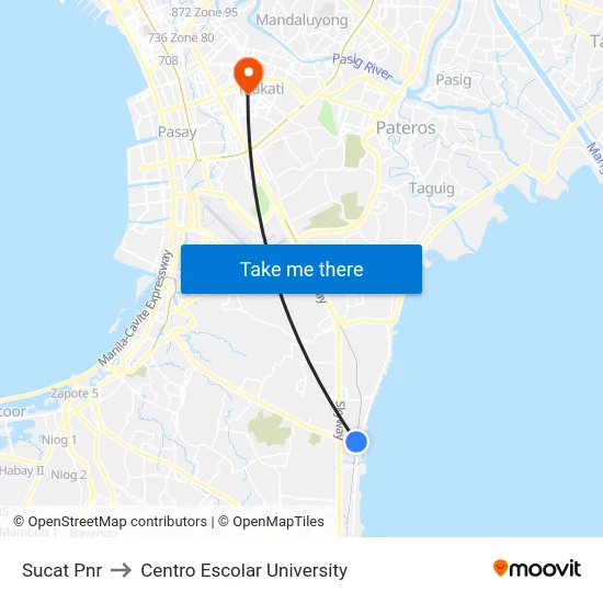 Sucat Pnr to Centro Escolar University map