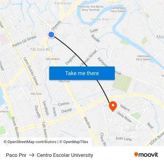 Paco Pnr to Centro Escolar University map