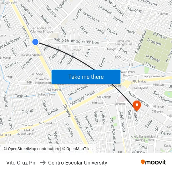 Vito Cruz Pnr to Centro Escolar University map