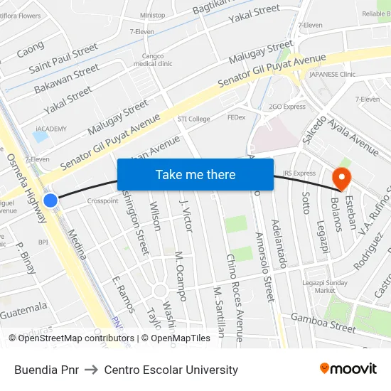 Buendia Pnr to Centro Escolar University map
