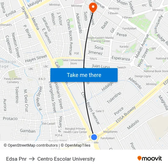 Edsa Pnr to Centro Escolar University map