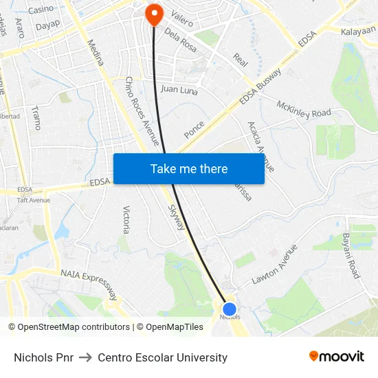 Nichols Pnr to Centro Escolar University map