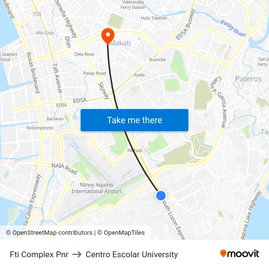 Fti Complex Pnr to Centro Escolar University map