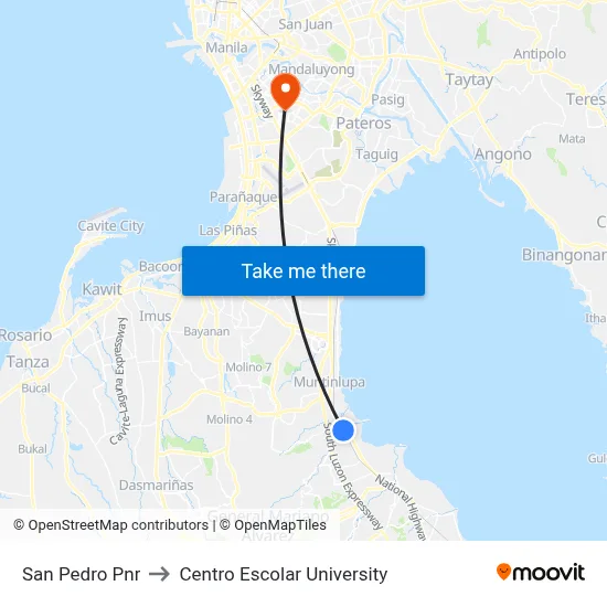San Pedro Pnr to Centro Escolar University map